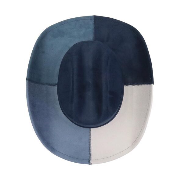 5856 Denim Cowboy Hat For Women Men Big Brim Suede Patchwork Cowgirl Hat - Picture 3 of 6